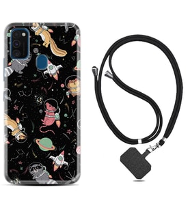 Samsung M21 M22 M23 M30 M31S M32 Kılıf Boyun Askılı Silikon Planet Animals 1771
