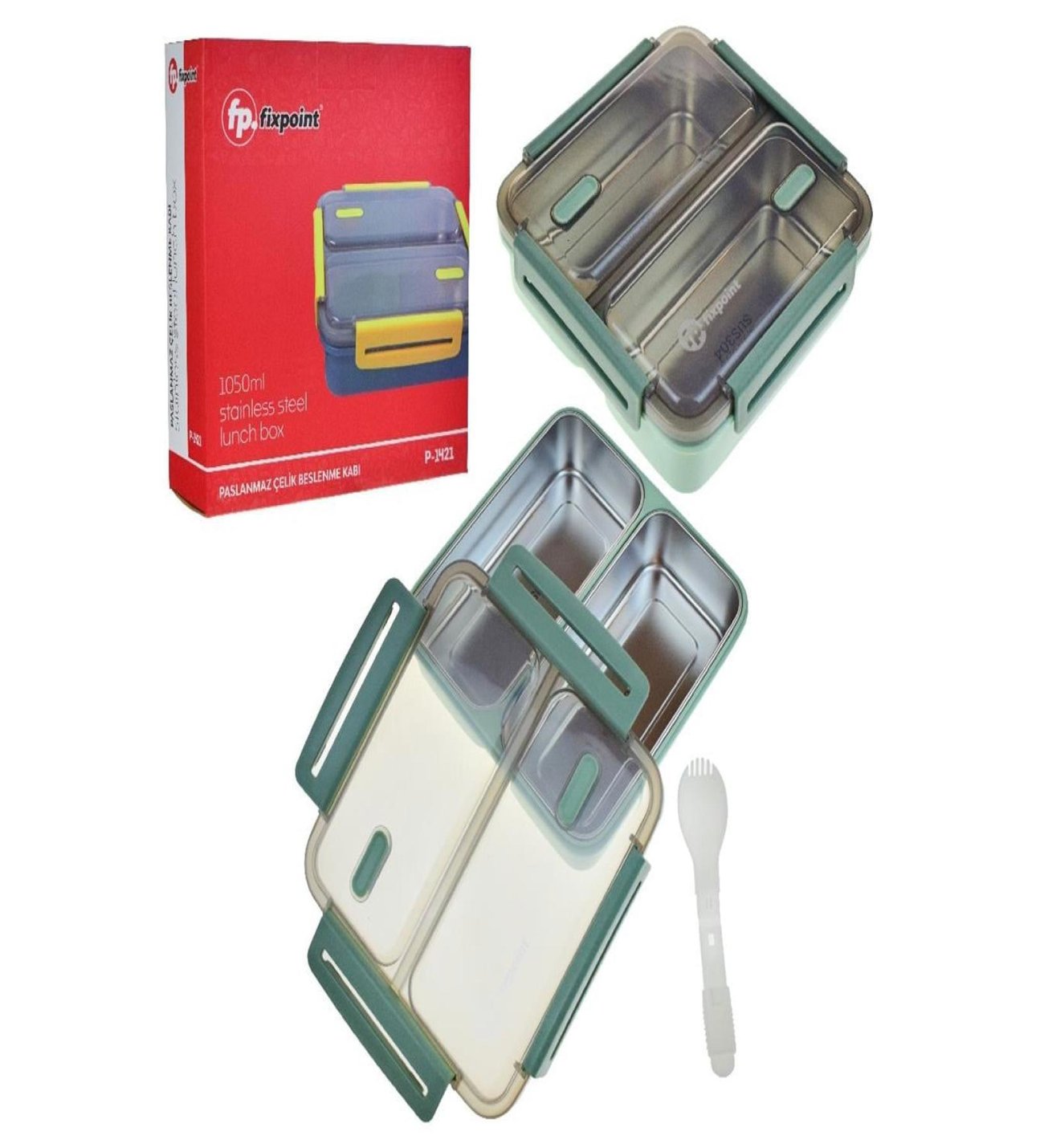 Fixpoint Paslanmaz Çelik Beslenme Kabı Lunch Box 1050ml P-1421