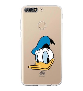 Huawei Y7 2018  Kamera korumalı Kapak Donald Duck Tasarımlı  Şeffaf Kılıf