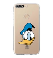 Huawei Y7 2018  Kamera korumalı Kapak Donald Duck Tasarımlı  Şeffaf Kılıf