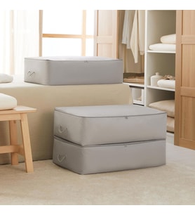 Ocean Home Textile 3'lü Mega Boy Gri Balıksırtı Baza Altı Hurç Set 74 x 46 x 22 cm
