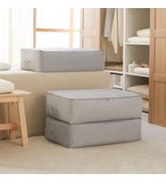 Ocean Home Textile 3'lü Mega Boy Gri Balıksırtı Baza Altı Hurç Set 74 x 46 x 22 cm