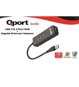 QPORT Q-U3G Gigabit 1port USB 3.0 Ethernet.3x USB Çoklayıcı