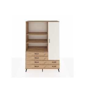 Hyperion Dolap 7 Raflı 6 Çekmeceli Tek Kapaklı  132x44x195 Çam-Aytaşı/Çam
