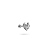 925 Ayar Gümüş Rodyumlu Minimal Beş Baget Taşlı Tragus Piercing Küpe