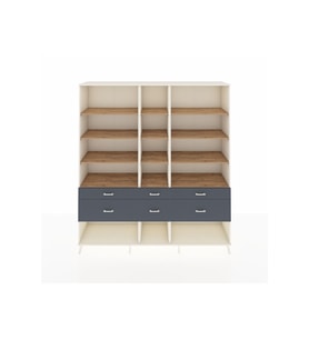 Hyperion Dolap 12 Raflı 6 Çekmeceli  220x44x243 Aytaşı-Çam/Antrasit