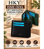 HKY İsme Özel Hakiki Deri Çift Mıknatıslı Erkek Cüzdan Kartlık – Çok Bölmeli İnce Tasarım