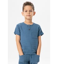 Kısa Kol Batı Yazlık Müslin Erkek Çocuk Tshirt İndigo indg