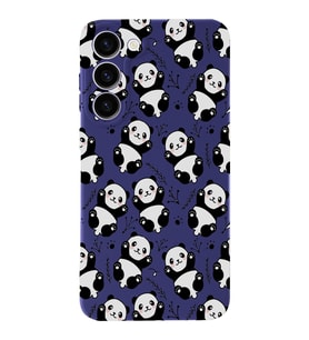 Samsung Galaxy S23 Uyumlu Lansman Kılıf Panda Tasarımlı İçi Kadife Kapak-Mor (Şeffaf)