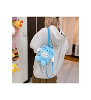 Cinnamoroll Mini Peluş Çanta Çocuk Fermuarlı Ayarlanabilir Askılı Sırt Çantası, 27x19 cm (Mavi)