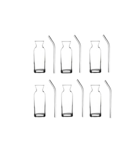 6'lı Cam Pipetli Meşrubat Bardağı Seti, Limonata ve Süt Sunumu