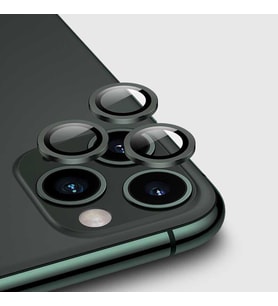 Apple Apple iPhone 11 Pro Kamera Lens Koruyucu HD Kalite Çerçeveli Tempered Glass Cam (Koyu Yeşil)