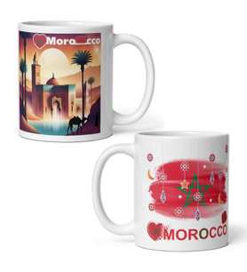Fas Kupa Bardak 2 Adet Seyahat Hatıra Morocco Mug (Karışık)