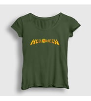 Presmono Kadın Haki Logo Helloween T-Shirt 149031tt (Haki)