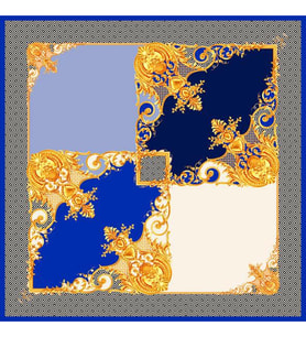 Geometrik Desen Black Seri Twill Eşarp Eşarp Askısı ile Birlikte 90x90 cm Saks L