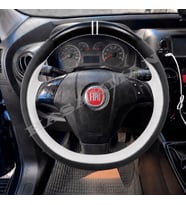 Fiat Fiorino Dikme Direksiyon Kılıfı Parlak Siyah Beyaz Detaylı Beyaz Çift Yüzük ve Dikiş 2007-2016