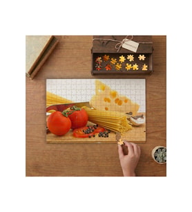 Makarna Malzemeleri - İtalyan Makarnası Tasarımı 240 parça Ahşap Puzzle Ahşap Kutuda MP01727