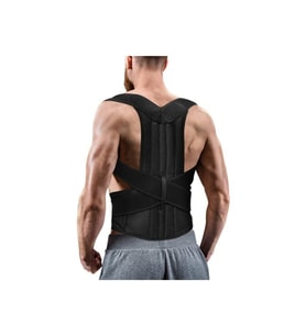Inndream Unisex Siyah Çift Balenli Duruş Düzeltici Bel Sırt Omuz Destekleyici Korse