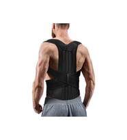 Inndream Unisex Siyah Çift Balenli Duruş Düzeltici Bel Sırt Omuz Destekleyici Korse
