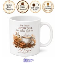 Tarçın Çayı Temalı Baskılı Kupa Bardak Özel Tasarım Hediye