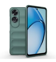 Oppo A60 Uyumlu Kılıf Esnek TPU Oyuklu Arka Yüzey Tasarımlı Zore Etnik Silikon Kapak (Koyu Yeşil)
