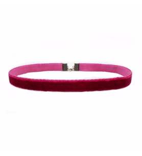 Fuşya Renk Kadife Choker Kadın Tasma Kolye