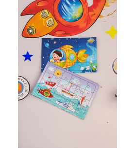 Okul Öncesi Başlangıç Yapboz Uzaya Yolculuk Ve Deniz Araçları Ahşap Puzzle Set