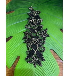 28X11 CM SİYAH TÜL VARAK İŞLEME APLİKE