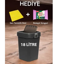 Motek COB-411S 18 Litre Çöp Kutusu Kovası + Temizlik Seti (Antrasit)