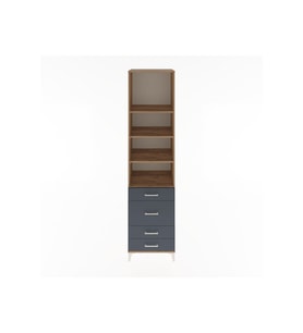 Hyperion Dolap 4 Raflı 4 Çekmeceli 60x44x243 Çam-Antrasit