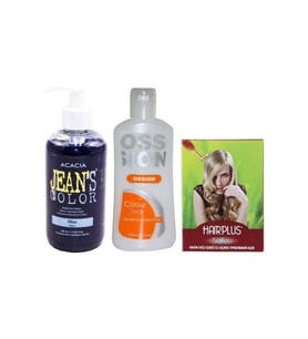 Saç Boyası Mavi 250ml Ve Boya Temizleyici Ve Saç Açıcı