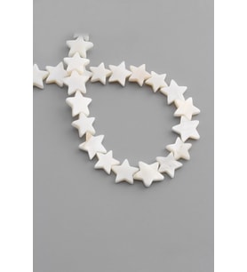 Sedef Doğal Taş Parlak Beyaz Yıldız Kesim 13x3mm Dizi [AB+]