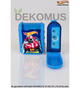 YENİ SEZON LİSANSLI HOT WHEELS "2 ADET" ÇİFT BIÇAKLI KALEMTRAŞ (Krem)