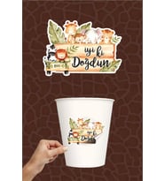Safari Hayvanları Pastel *Sticker 20'li *Yapışkanlı Kağıt