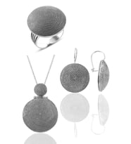 Gümüş salyangoz modeli yuvarlak telkari üçlü set  SGTL11347SET