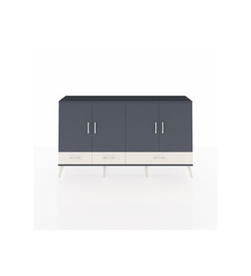 Arges Konsol 6 Raflı 3 Çekmeceli 4 Kapaklı 176x30x99 Antrasit-Antrasit/Aytaşı