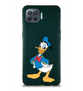 Oppo Reno 4 Lite Soft Premier Kapak Donald Duck-C Tasarımlı Silikon Kılıf - Yeşil (Şeffaf)