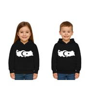 Unisex Ay Yıldızlı 19 Mayıs 29 Ekim 23 Nisan 10 Kasım Atatürk Çocuk Kapüşonlu Sweatshirt (Siyah)