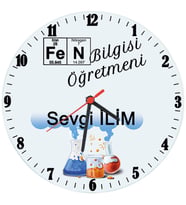 Biresimden Fen Bilgisi Öğretmenine Hediye İsimli Cam Duvar Saati