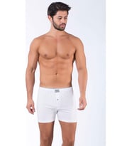 3'Lü Tutku Elit Havlu Bel 1101 Düğmeli Erkek Boxer (Beyaz)