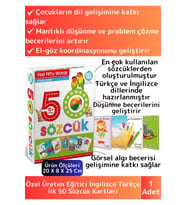 Premium Eğitici Zeka Geliştirici Yabancı Dil Öğretici Çocuk İlk 50 Sözcük İngilizce Türkçe Kartlar