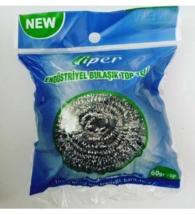VİPER Endüstriyel Bulaşık Teli, Paslanmaz Çelik, 60 gr, Spiral Form, Profesyonel Temizlik İçin