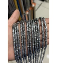 Hematit Taşı Altıgen Kesim Parlak Gümüş 6x2mm Doğal Taş Dizi
