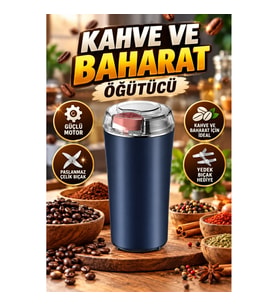 Elektrikli Kahve ve Baharat Öğütücü – Paslanmaz Çelik, Güçlü Motor ve Yedek Bıçak
