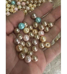 60 ADET DELİKLİ CAM BONCUK RENKLİ TAKI BONCUĞU 1 CM