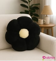 Oyuncak Ayıcı Papatya Dekoratif Peluş Yastık Minder Kırlent (Taraftar) (Siyah Beyaz)