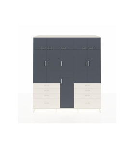 Kronos Dolap 8 Raflı 8 Çekmeceli 3 Askılı 220x59x243 Aytaşı-Antrasit/Aytaşı