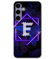Galaxy S24 Plus Kılıf HD Desen Baskılı Kılıf - Dark Neon Yaprak E Harfi