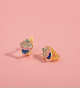 925 Ayar Gümüş Mineli Minik Cupcake Figürlü Çocuk Küpesi