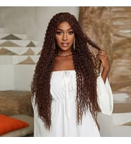 Afro Dalga Fiber Sentetik Tül Peruk - Açık Kahve